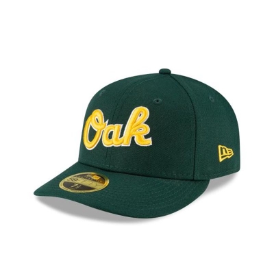 Green Oakland Athletics Hat - New Era MLB Ligature Low Profile 59FIFTY Fitted Caps USA1074389